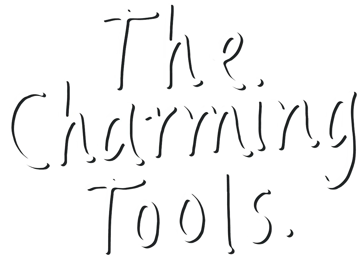 Bandlogo. Handwritten Text 'The Charming Tools'